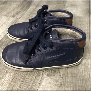 Lacoste toddler boys blue leather shoes